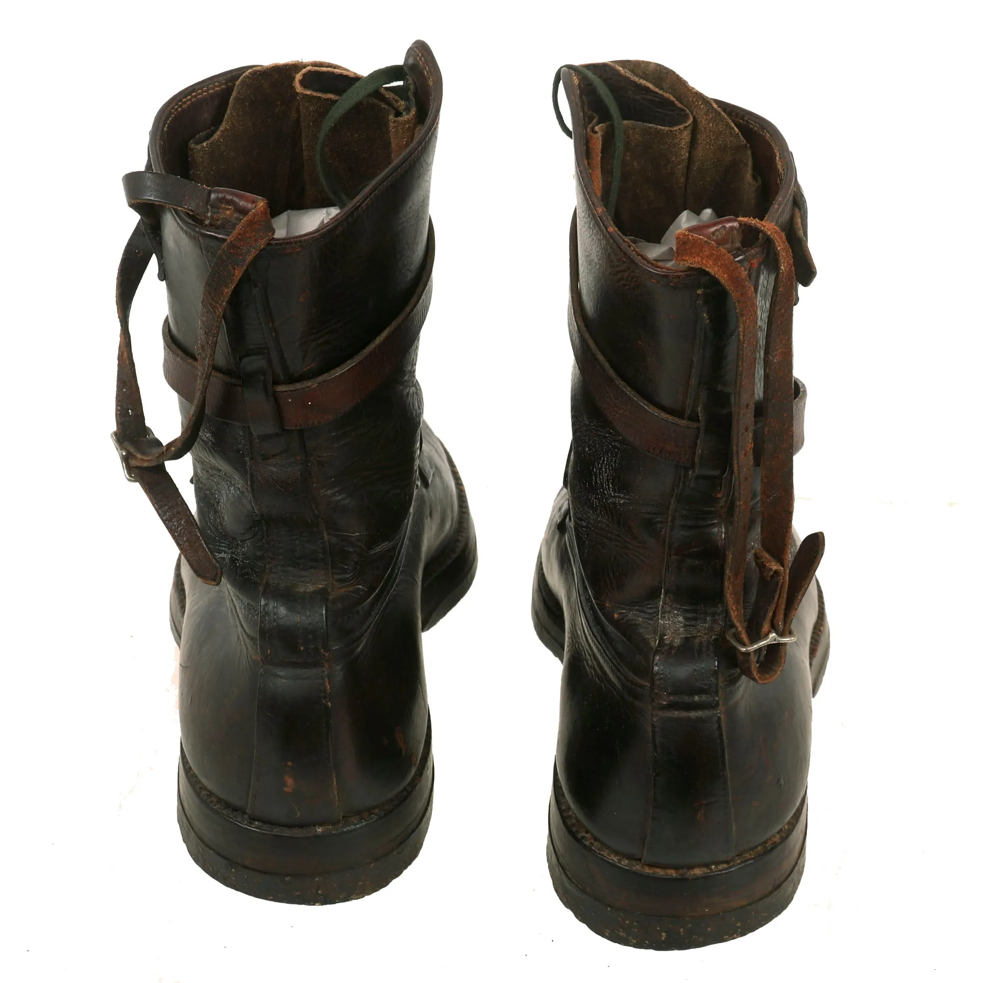 Original U.S. WWII Matched Private Purchase Wrap Around Strap / Lace Up Closure Tanker Boots - Size 10 ½