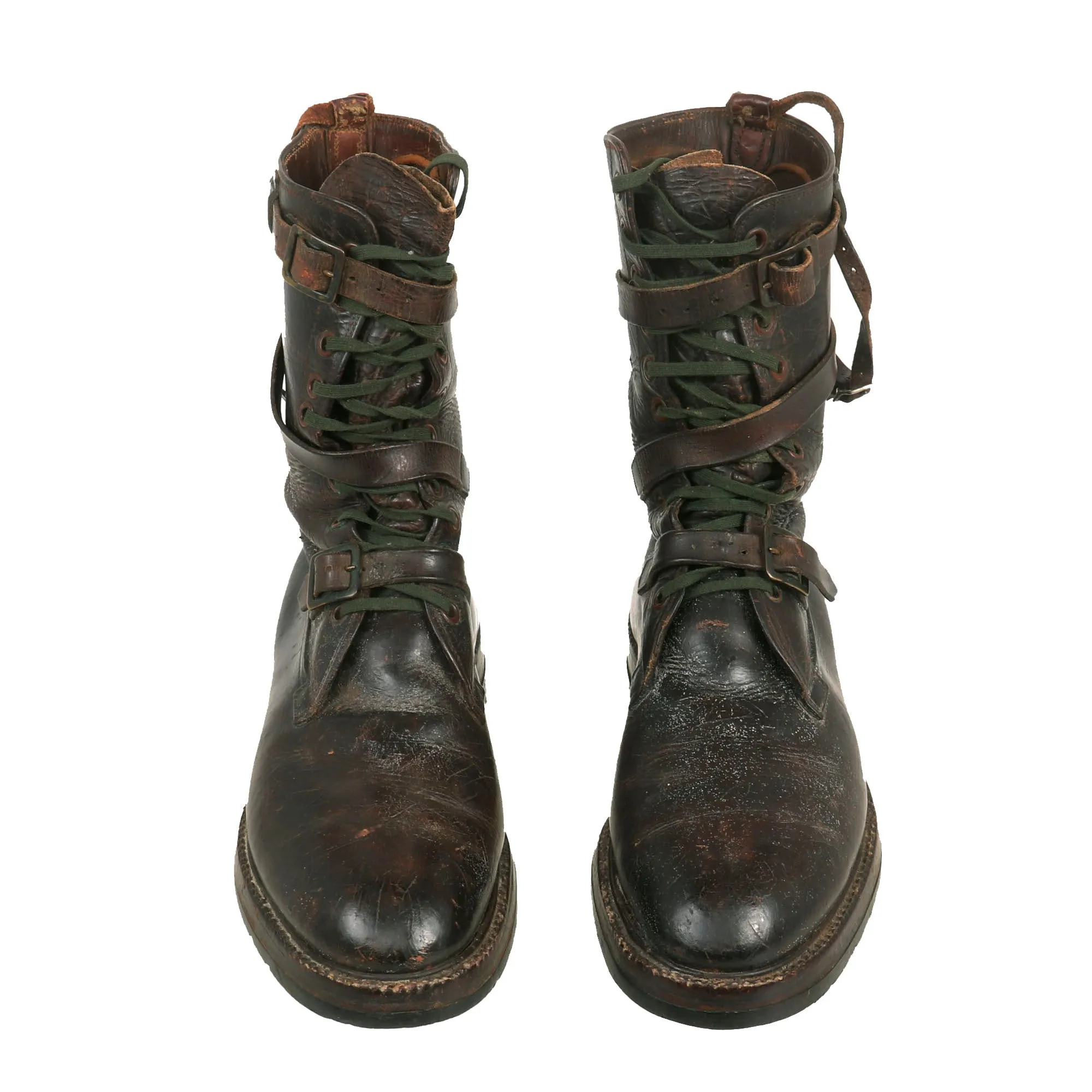 Original U.S. WWII Matched Private Purchase Wrap Around Strap / Lace Up Closure Tanker Boots - Size 10 ½