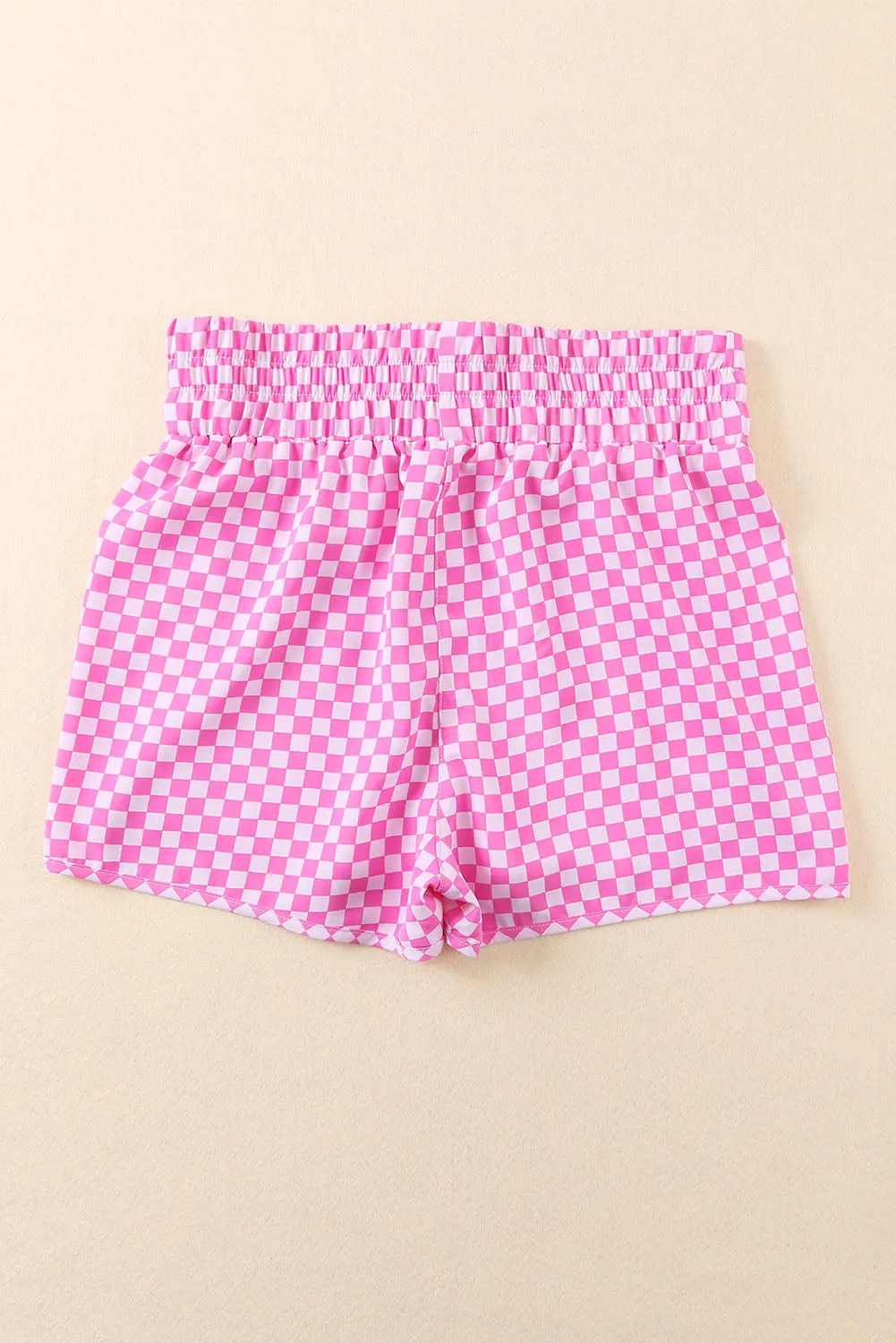 Pink Plaid High Waisted Athletic Shorts