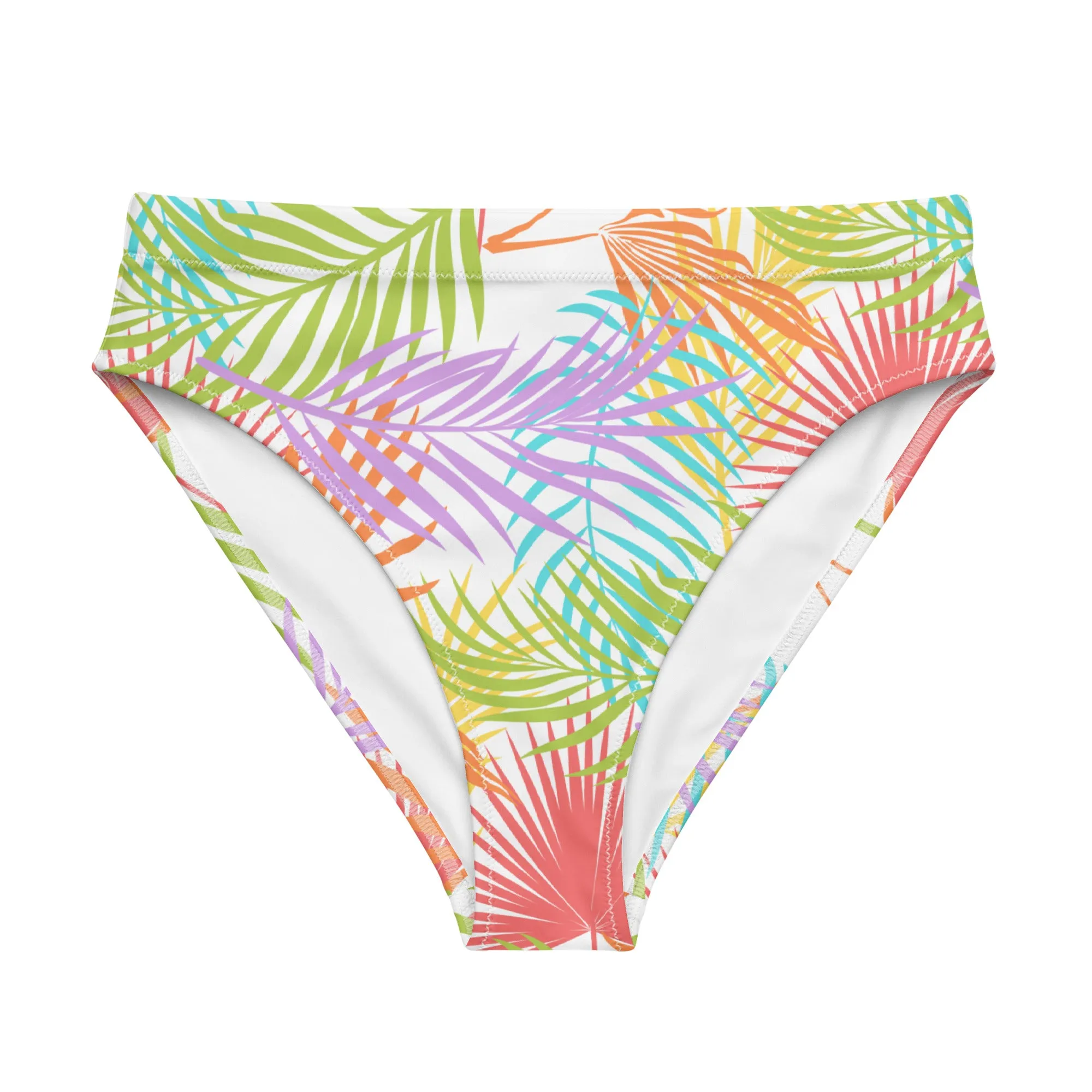 Rainbow Palm High-Waisted Athletic Bikini Bottom