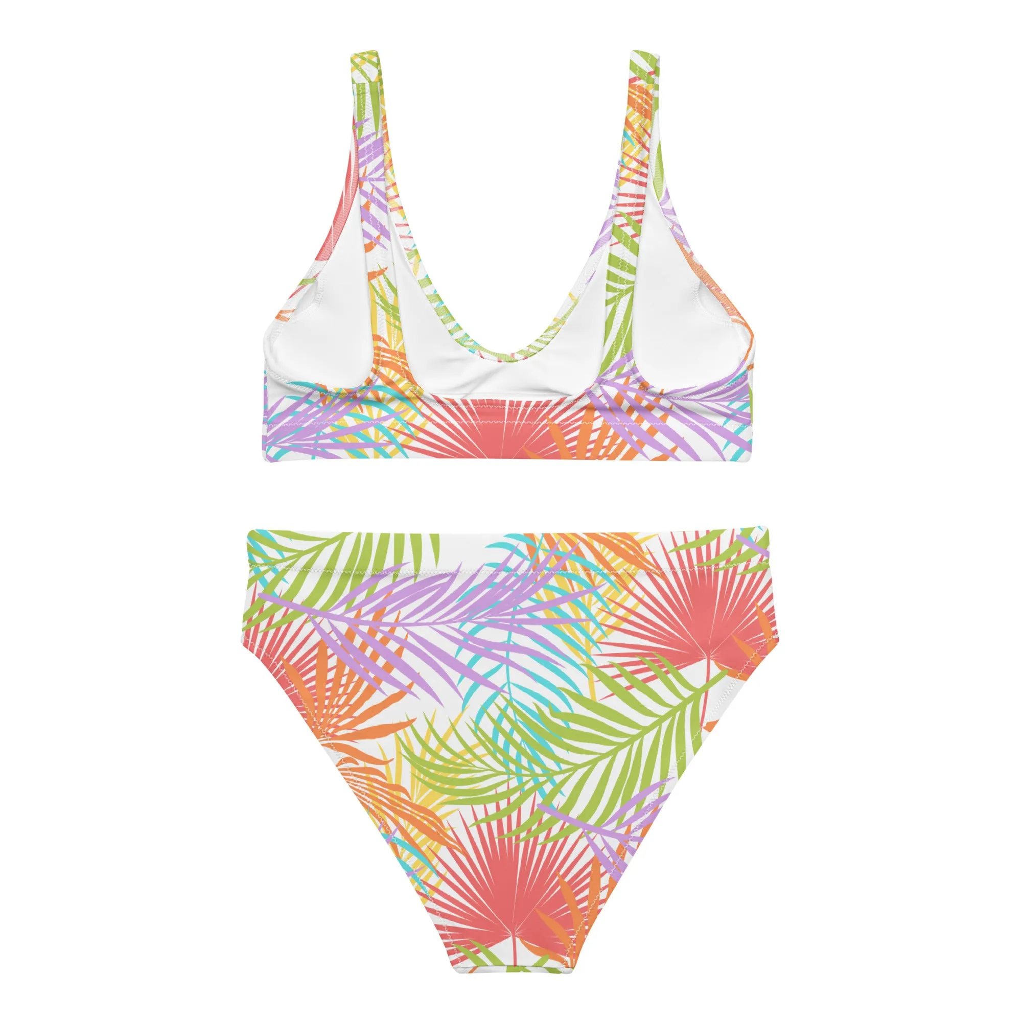 Rainbow Palm High-Waisted Athletic Bikini Bottom