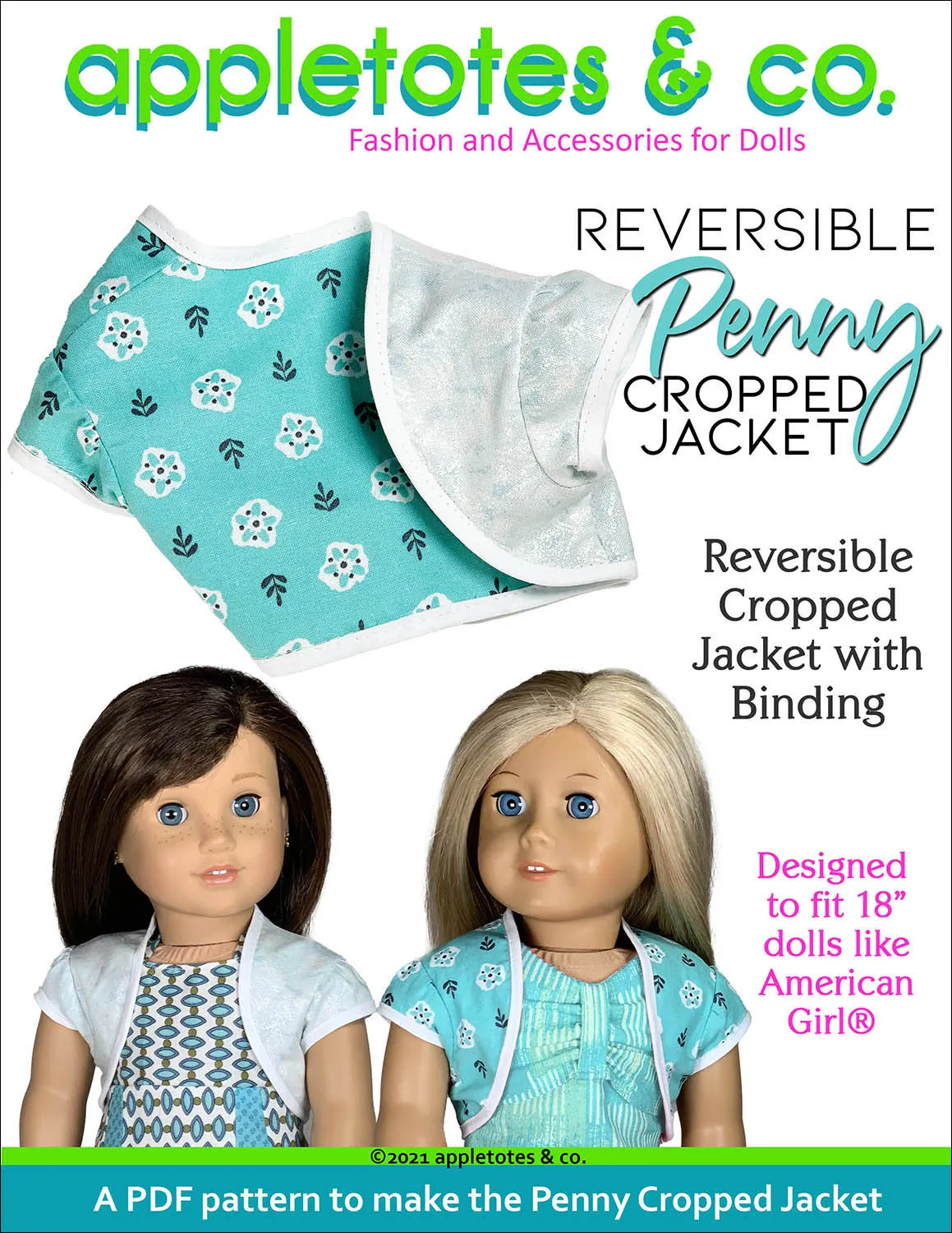 Reversible Penny Cropped Jacket 18 Inch Doll Sewing Pattern