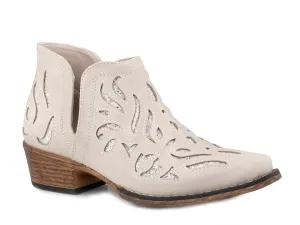 Roper Womens Ava Glitz White Faux Leather Ankle Boots