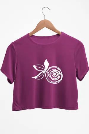 Rose Graphic Printed Purple Crop Top