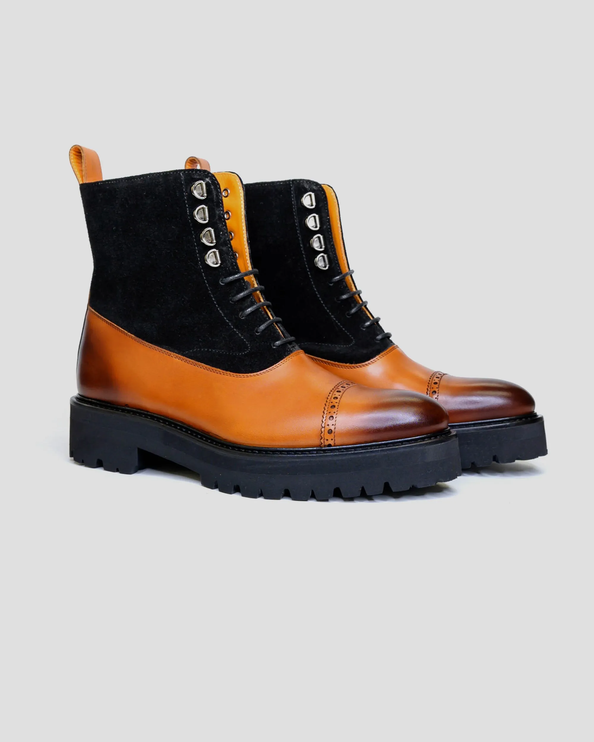 SG Logan High Top Boots  - Cognac   Black (Chunky)