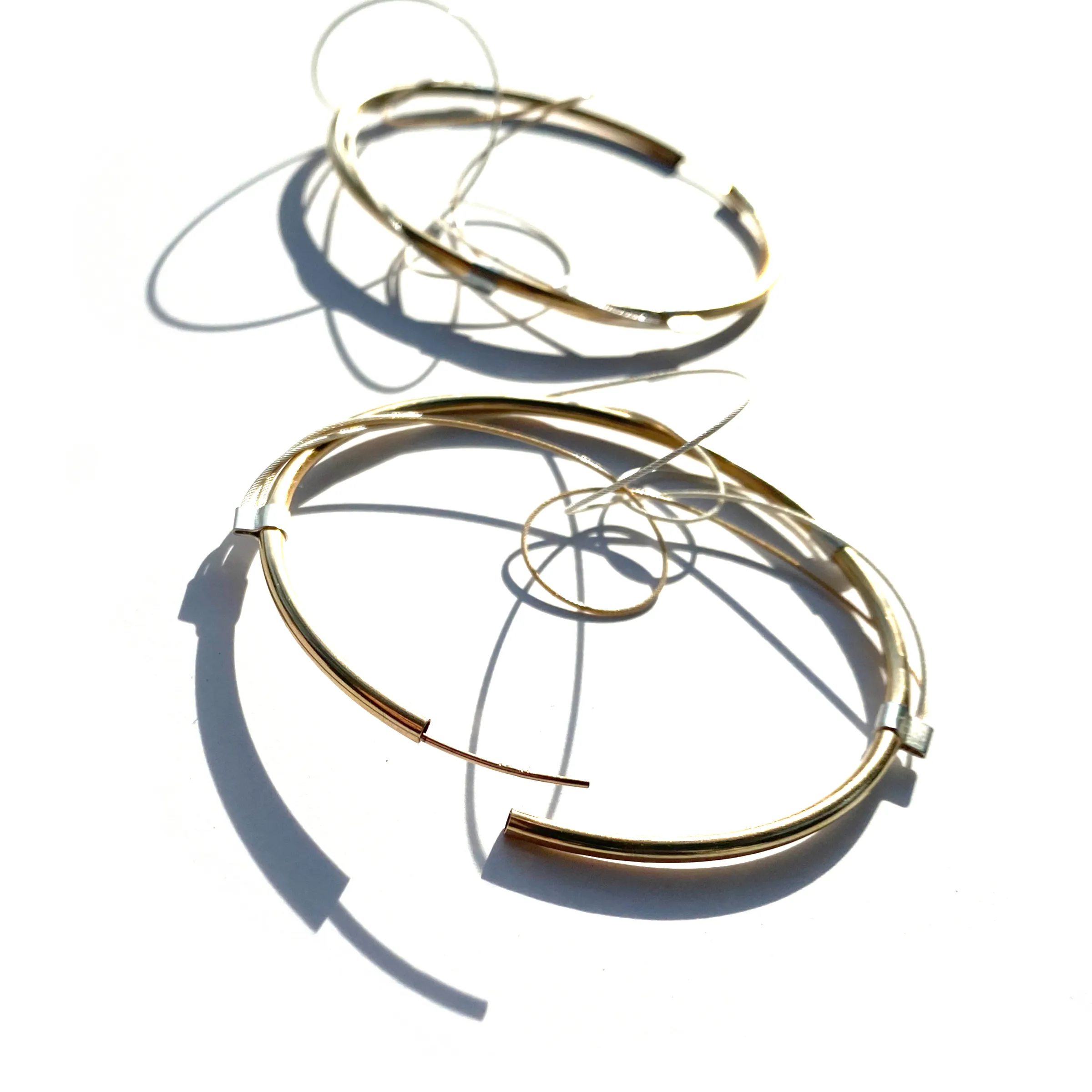 Sine Wave Hoops in Yellow Gold FineSilver