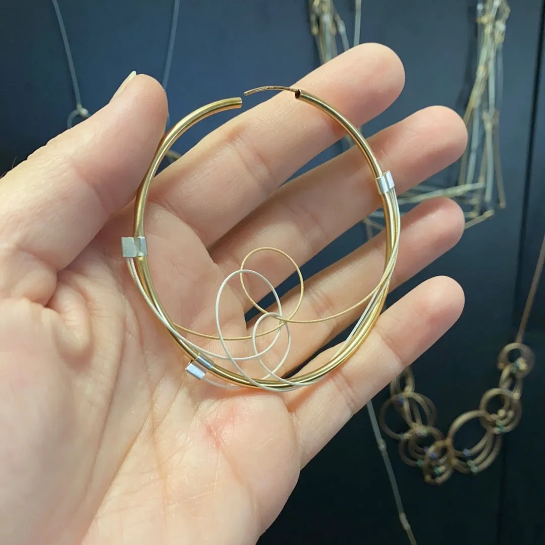 Sine Wave Hoops in Yellow Gold FineSilver