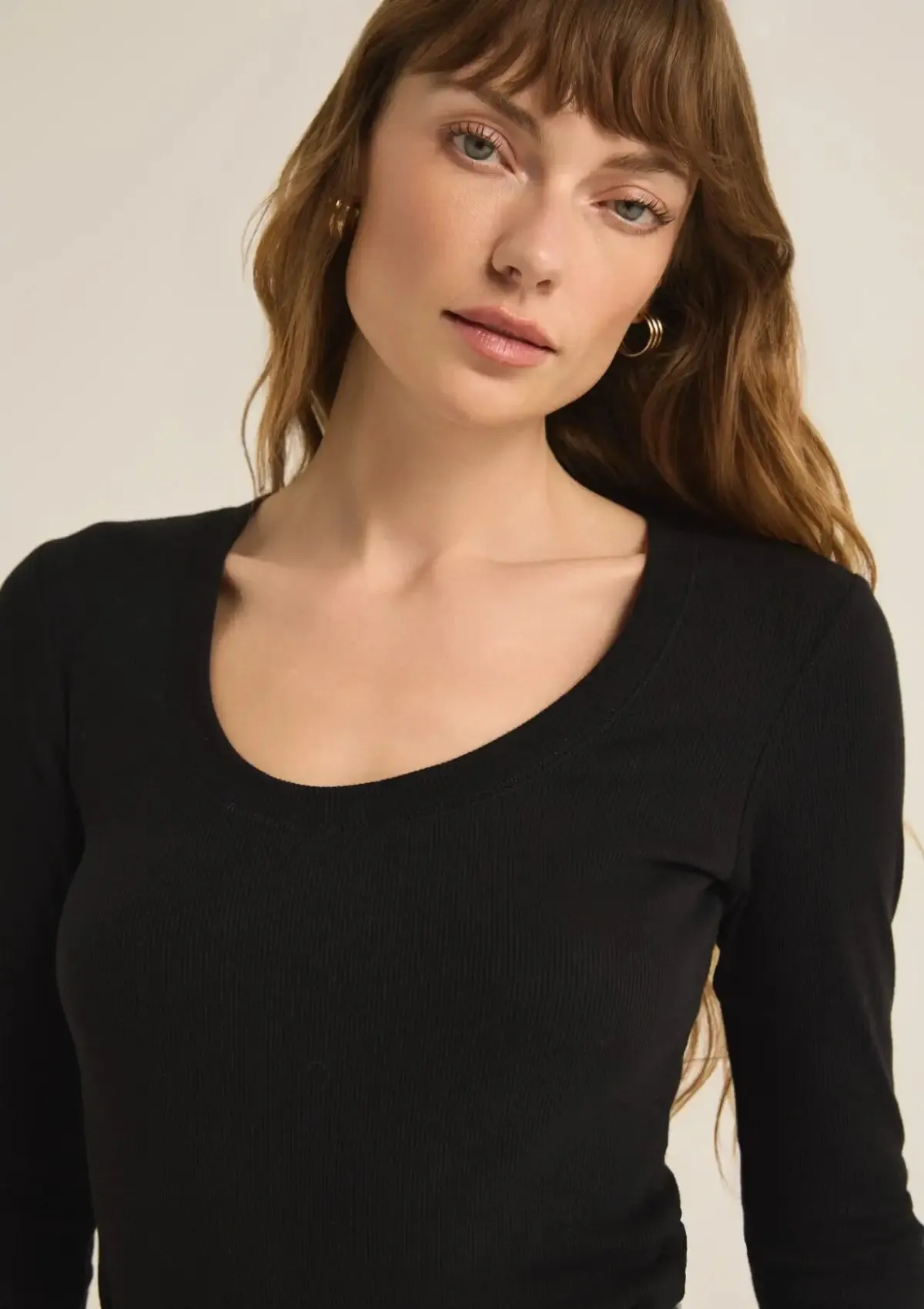 Sirena Rib Long Sleeve Tee - Black