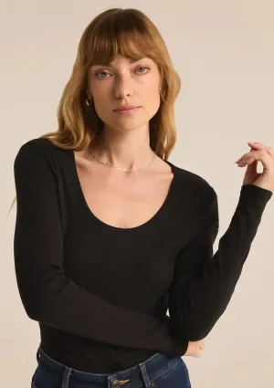 Sirena Rib Long Sleeve Tee - Black