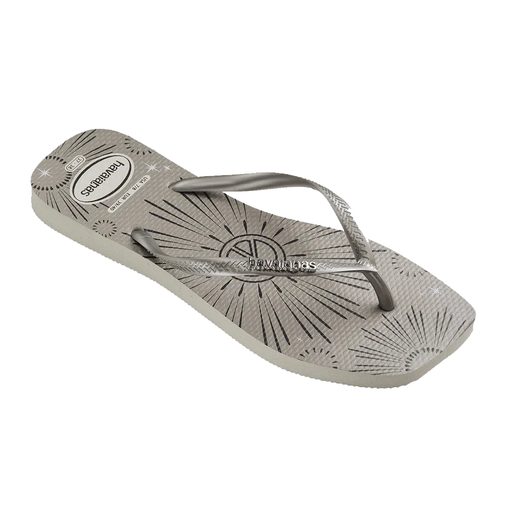 Slim Square Metallic Party Flip Flops