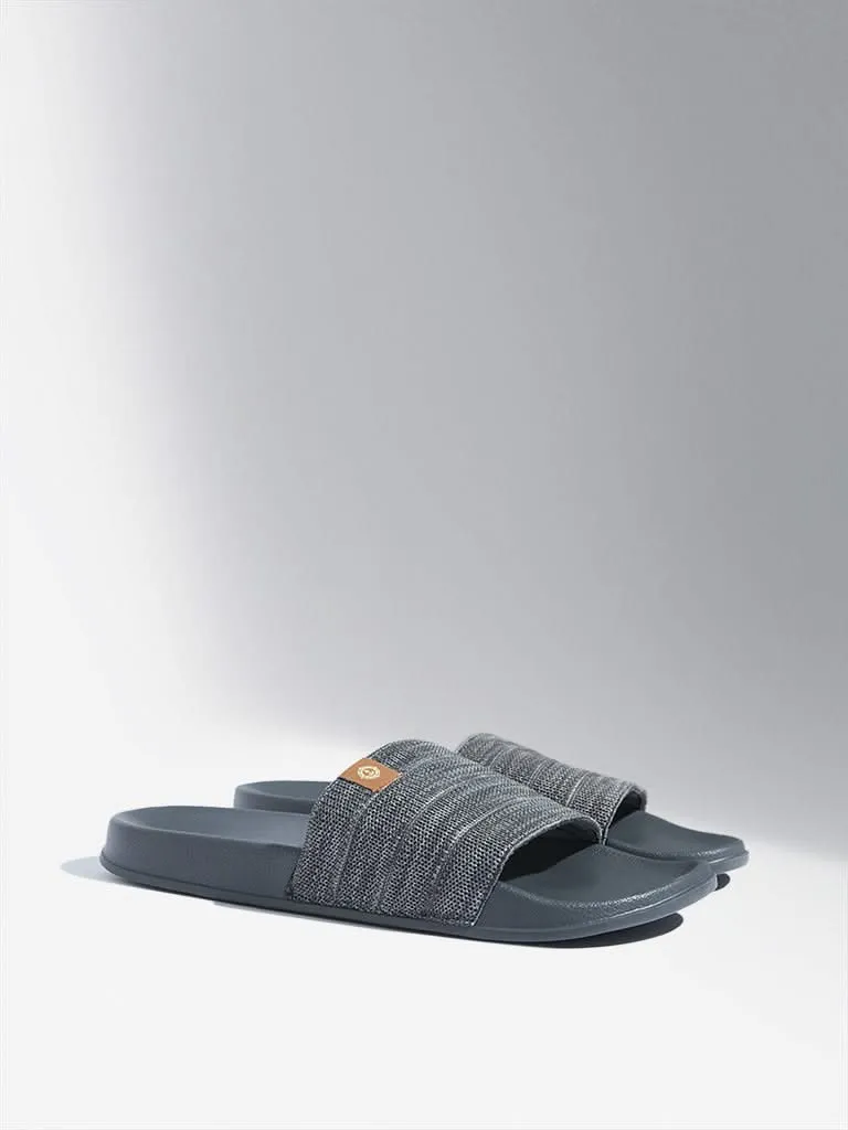 SOLEPLAY Grey Knit-Textured Pool Slides