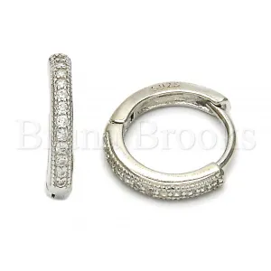 Sterling Silver 02.175.0065.15 Huggie Hoop, with White Micro Pave, Polished Finish, Rhodium Tone