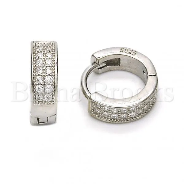 Sterling Silver 02.175.0066.10 Huggie Hoop, with White Micro Pave, Polished Finish, Rhodium Tone