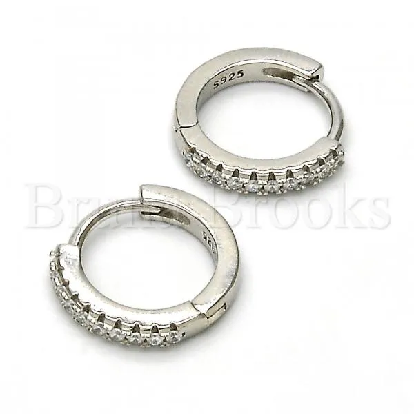 Sterling Silver 02.175.0070.15 Huggie Hoop, with White Crystal, Polished Finish, Rhodium Tone