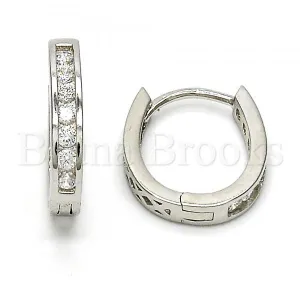 Sterling Silver 02.286.0015.15 Huggie Hoop, with White Cubic Zirconia, Polished Finish, Rhodium Tone