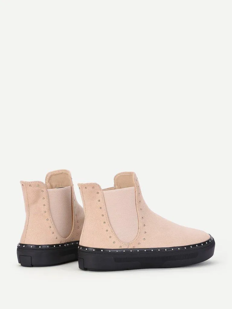 Studded Detail Flatform Chelsea Boots