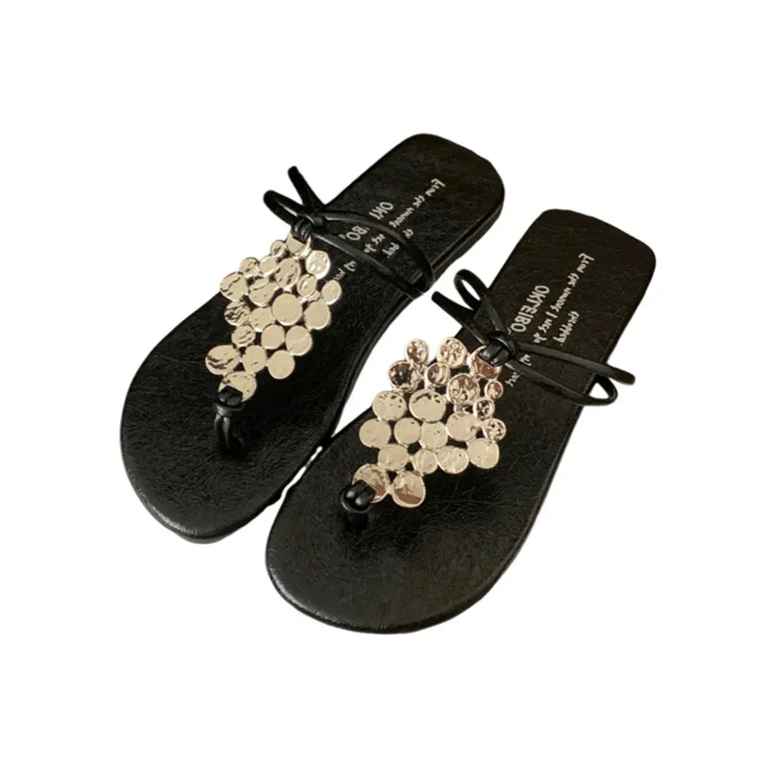 TAVIMART  -  Rubber Flip Flops Shoes Woman 2024 Slippers Casual Shale Female Beach Rivet Low Pantofle Hawaiian Luxury Sabot Soft New Slides R