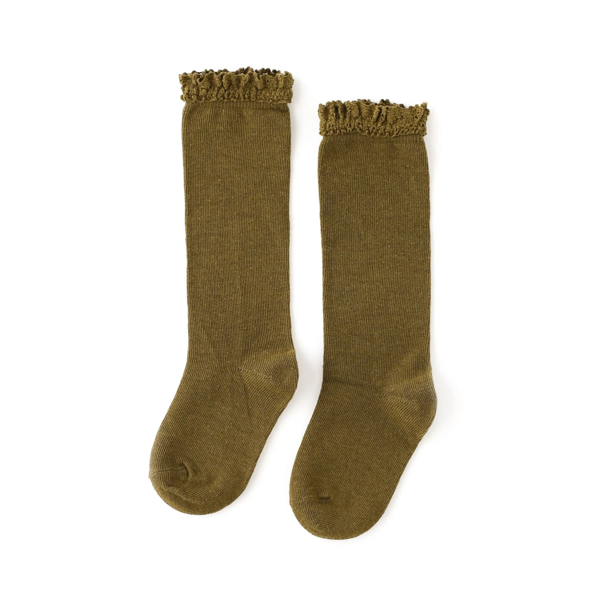 The Little Stocking Co - Knee High Socks - Olive Lace