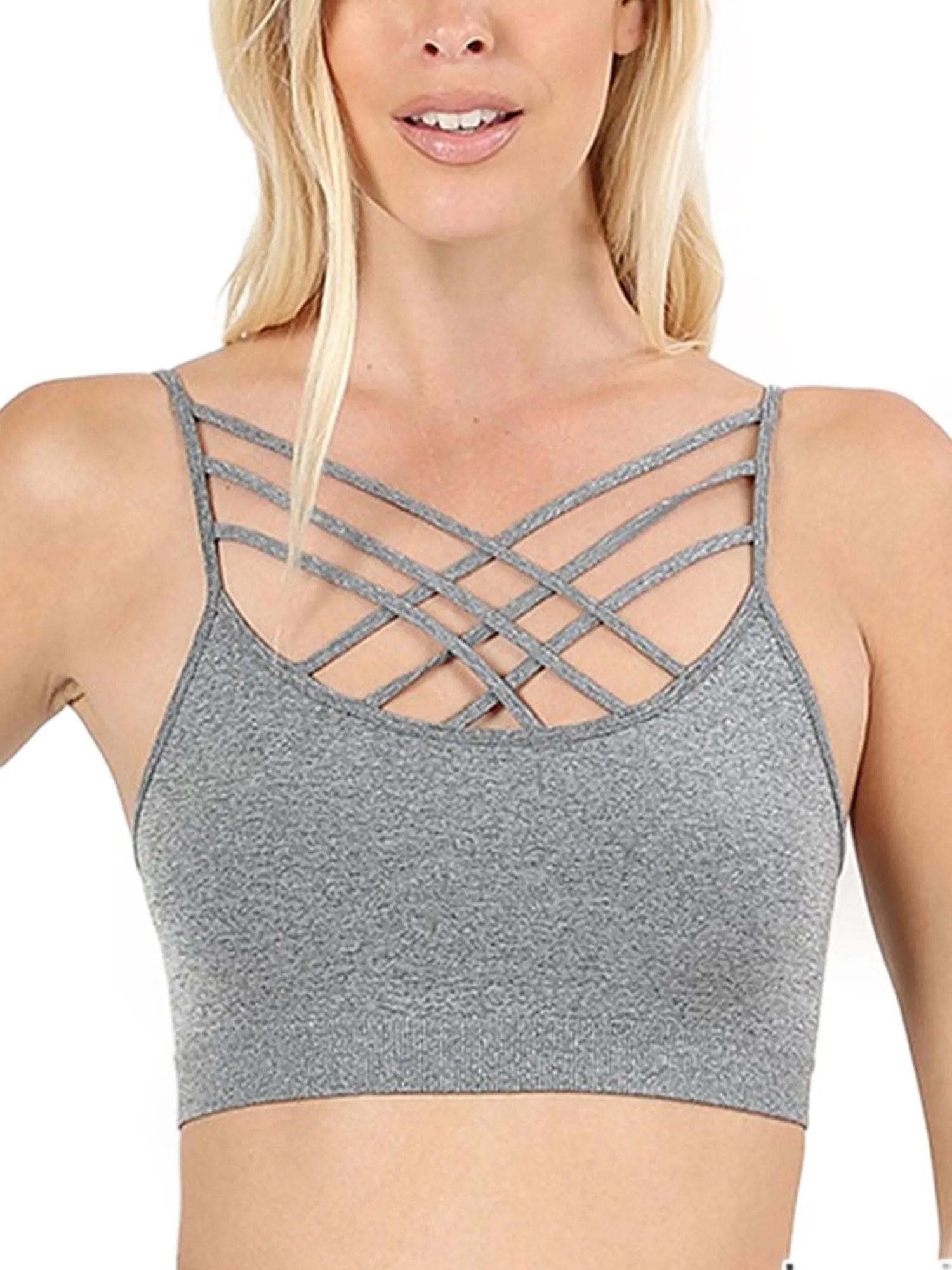 Women's Lightweight Seamless Triple Criss-Cross Front Bralette (No Pad)