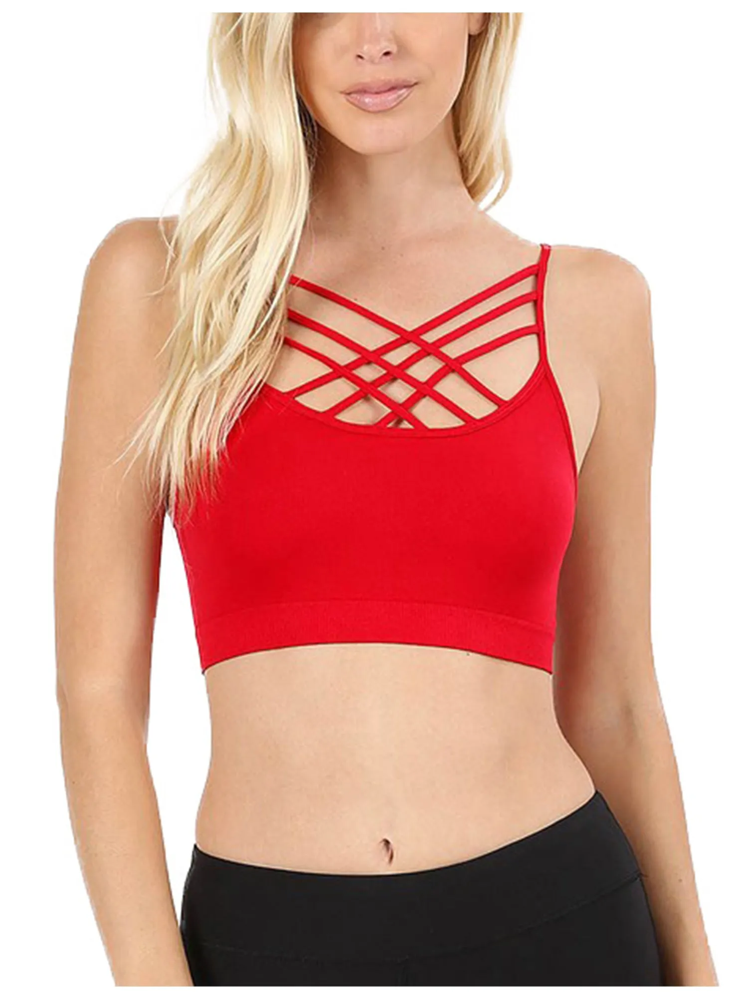 Women's Lightweight Seamless Triple Criss-Cross Front Bralette (No Pad)