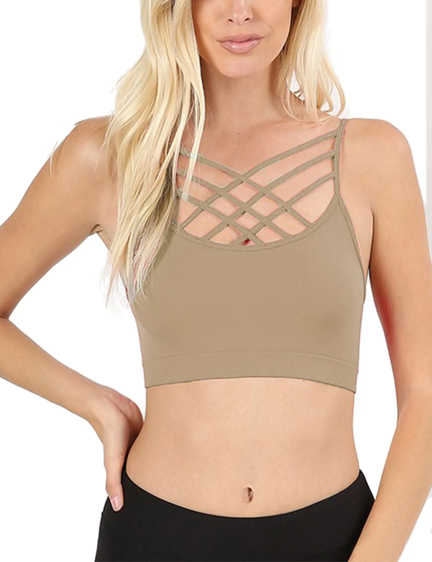 Women's Lightweight Seamless Triple Criss-Cross Front Bralette (No Pad)