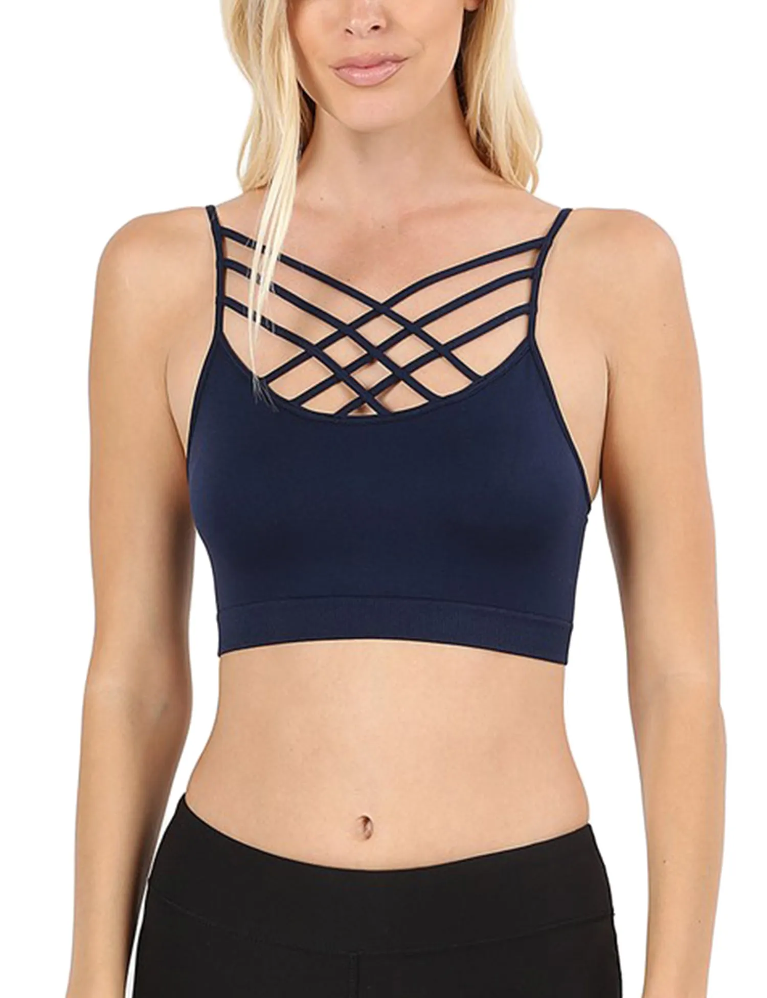 Women's Lightweight Seamless Triple Criss-Cross Front Bralette (No Pad)