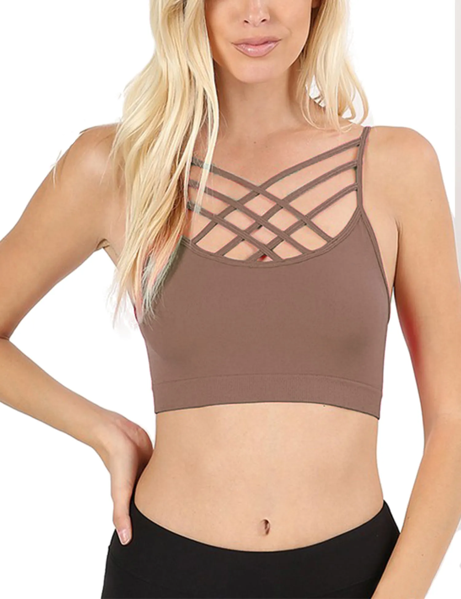 Women's Lightweight Seamless Triple Criss-Cross Front Bralette (No Pad)