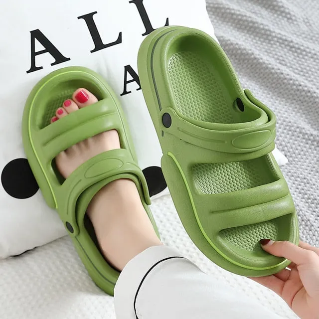 Yeknu Women Thick Platform Slippers Summer Beach Eva Soft  Slide Sandals Leisure Men Ladies Indoor Antislip Sandals Dual-purpose Shoes