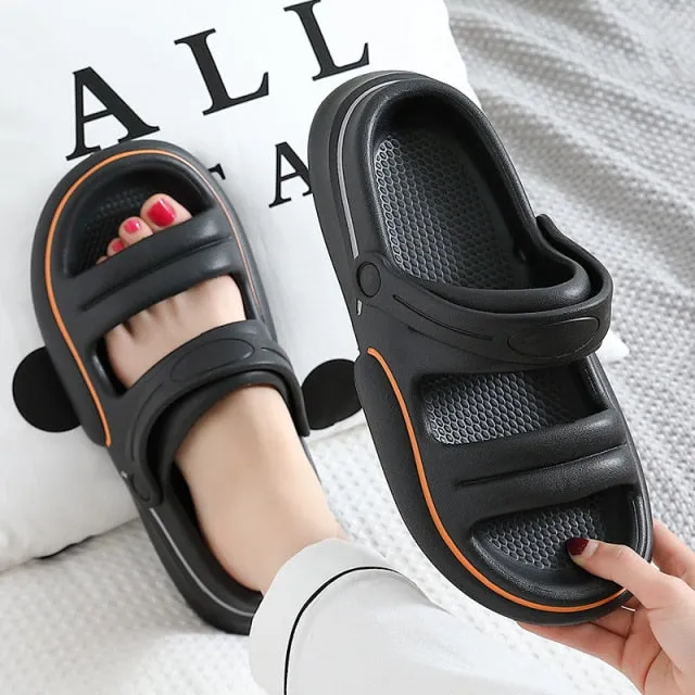 Yeknu Women Thick Platform Slippers Summer Beach Eva Soft  Slide Sandals Leisure Men Ladies Indoor Antislip Sandals Dual-purpose Shoes