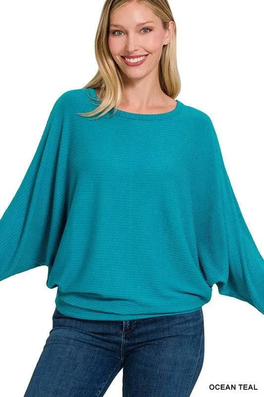 Zenana Dolman Sleeve Knit Top