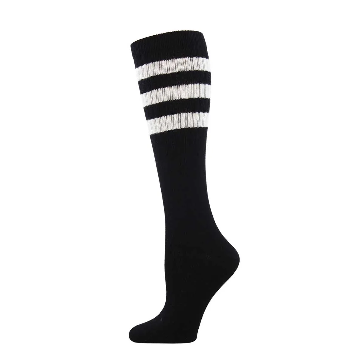 ZZNB-11/24_High Roller Stripe Knee High (Black/White)